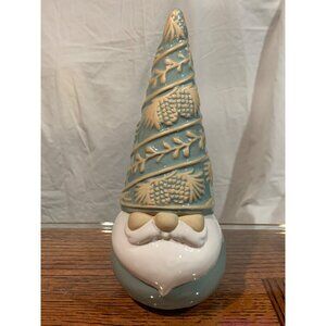 Ceramic Holiday Gnome Figurine With Pinecone Hat 7.87" Tall By The Gerson Compan